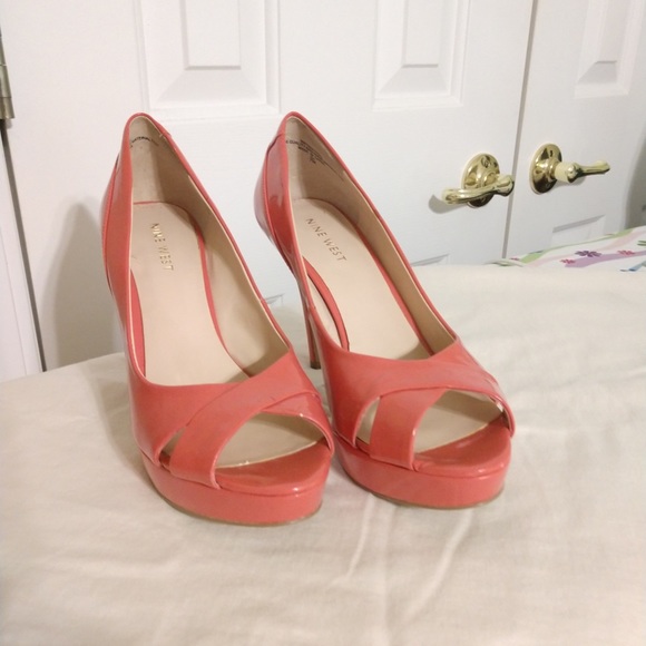 Nine West coral peep toe heels - Picture 4 of 8